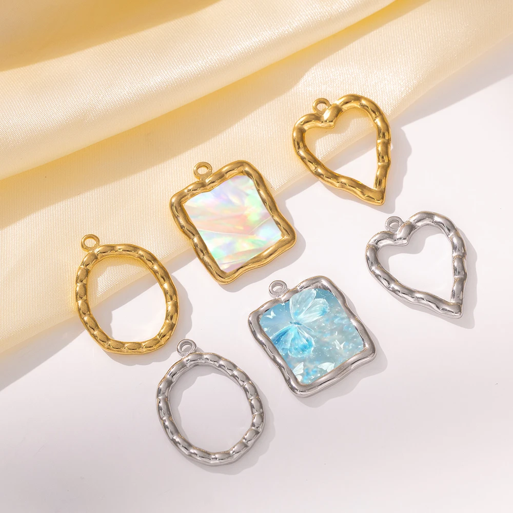 

5 шт., круглые подвески в форме сердца из нержавеющей стали с открытой спиной, полые подвески в виде рамы для изготовления ювелирных изделий, сделай сам, поделки, декор для литья из смолы