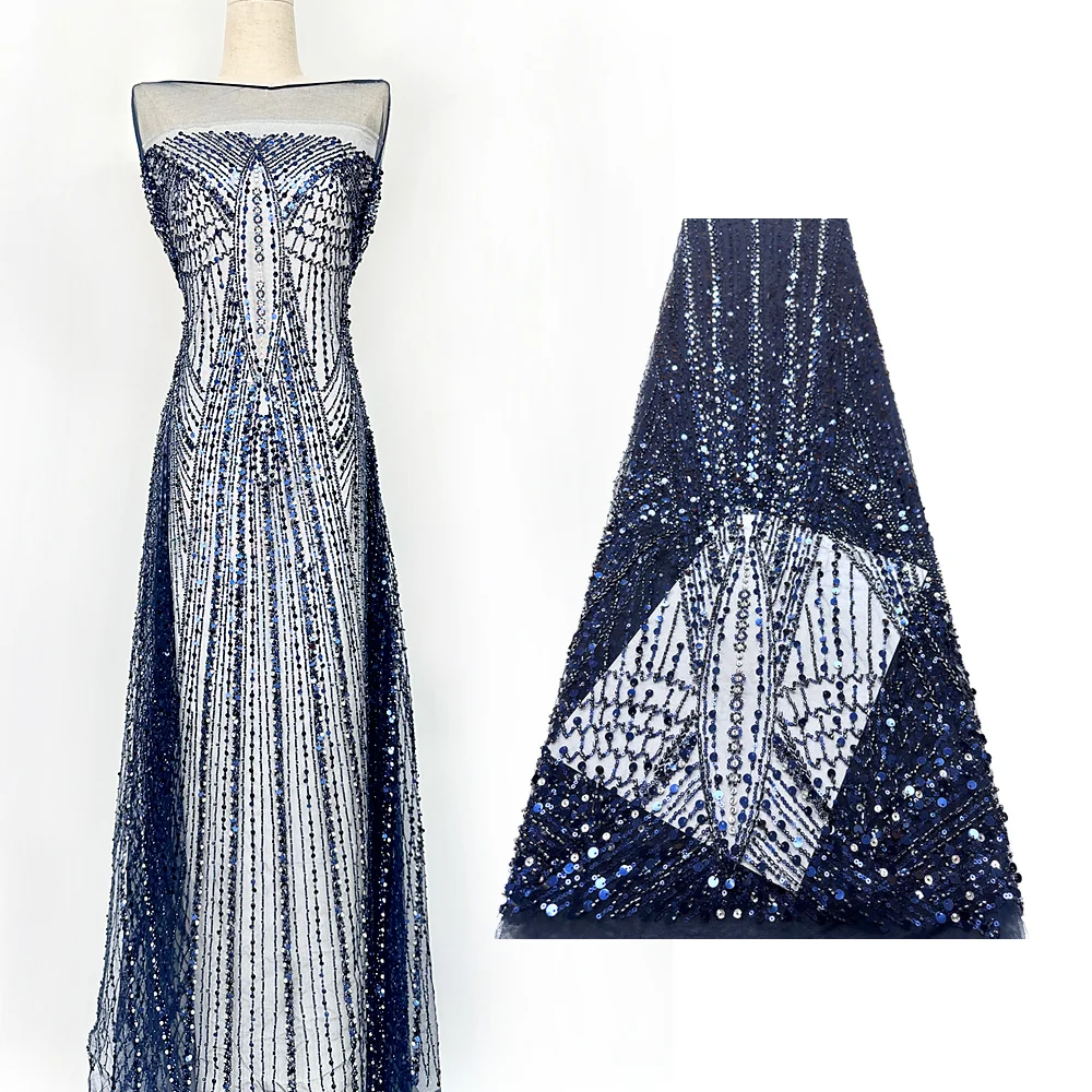 

Африканская кружевная ткань с блестками и бисером, французский нигерийский тюль, вышитая бисером ткань, женское платье, свадебное платье, материал для праздничного платья