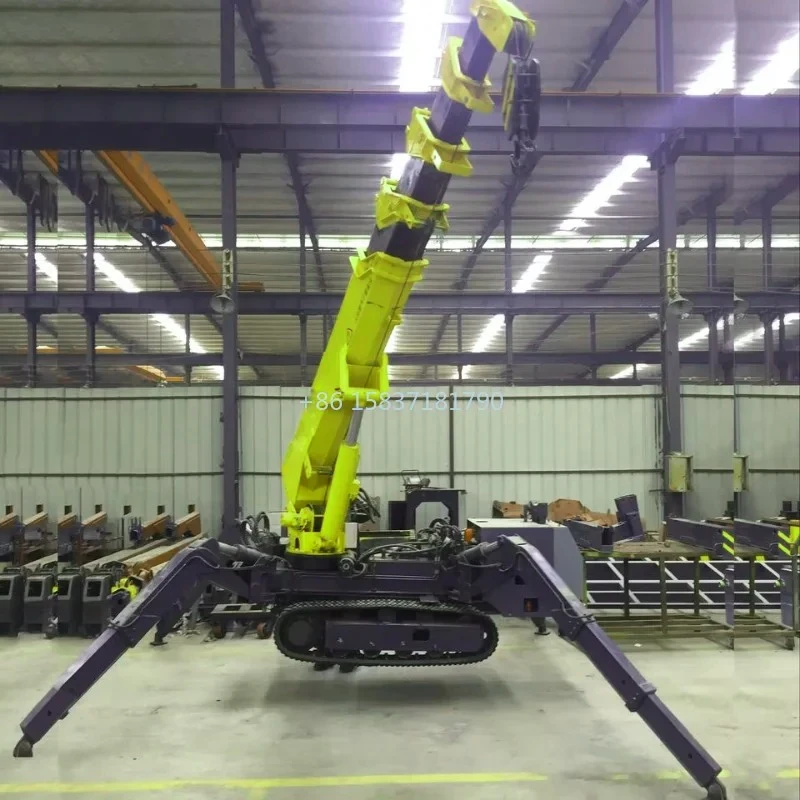 Narrow Spaces Spider Crane Customized 1 Ton 3 Ton 5ton Spider Crawler Crane Long Knuckle Boom Spider Crane Hydraulic Fly Jib