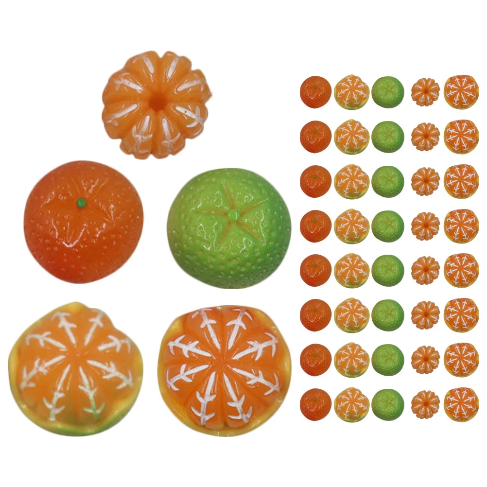 50 Pcs Decorations Manual Artificial Orange Fruit Cuties Mandarin Oranges Mini Resin Fake Fruits Charms