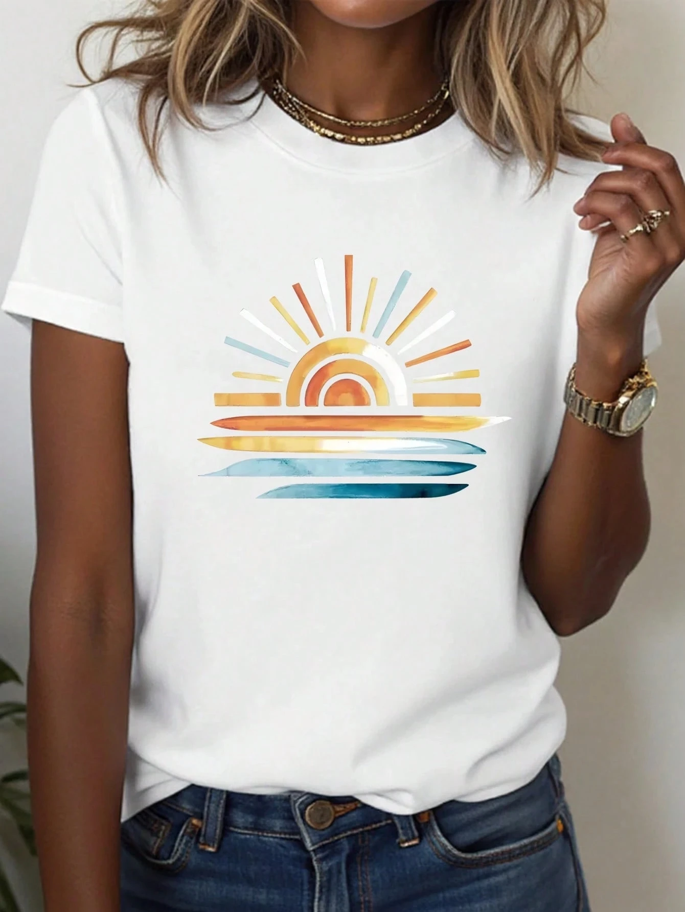

Plus Size Sun - Kissed Seaside Graphic Tee Effortless Vacation - Inspired Fashion For Relaxed Chic Looks