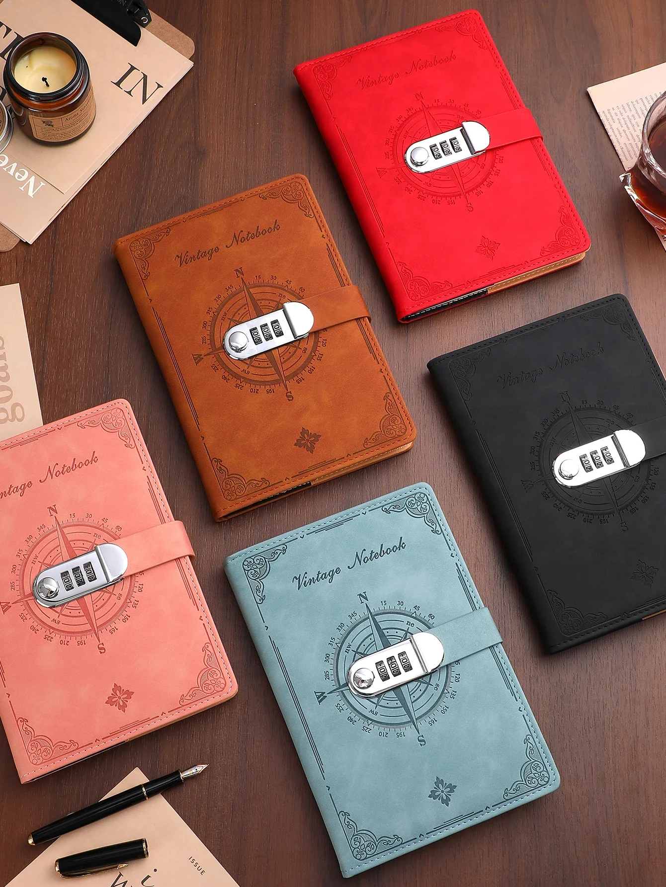 A5 200 Pages 2023 Notebook Retro Password Book With Lock Diary Binder Thickened Creative Hand Ledger Student Notepad Stationery