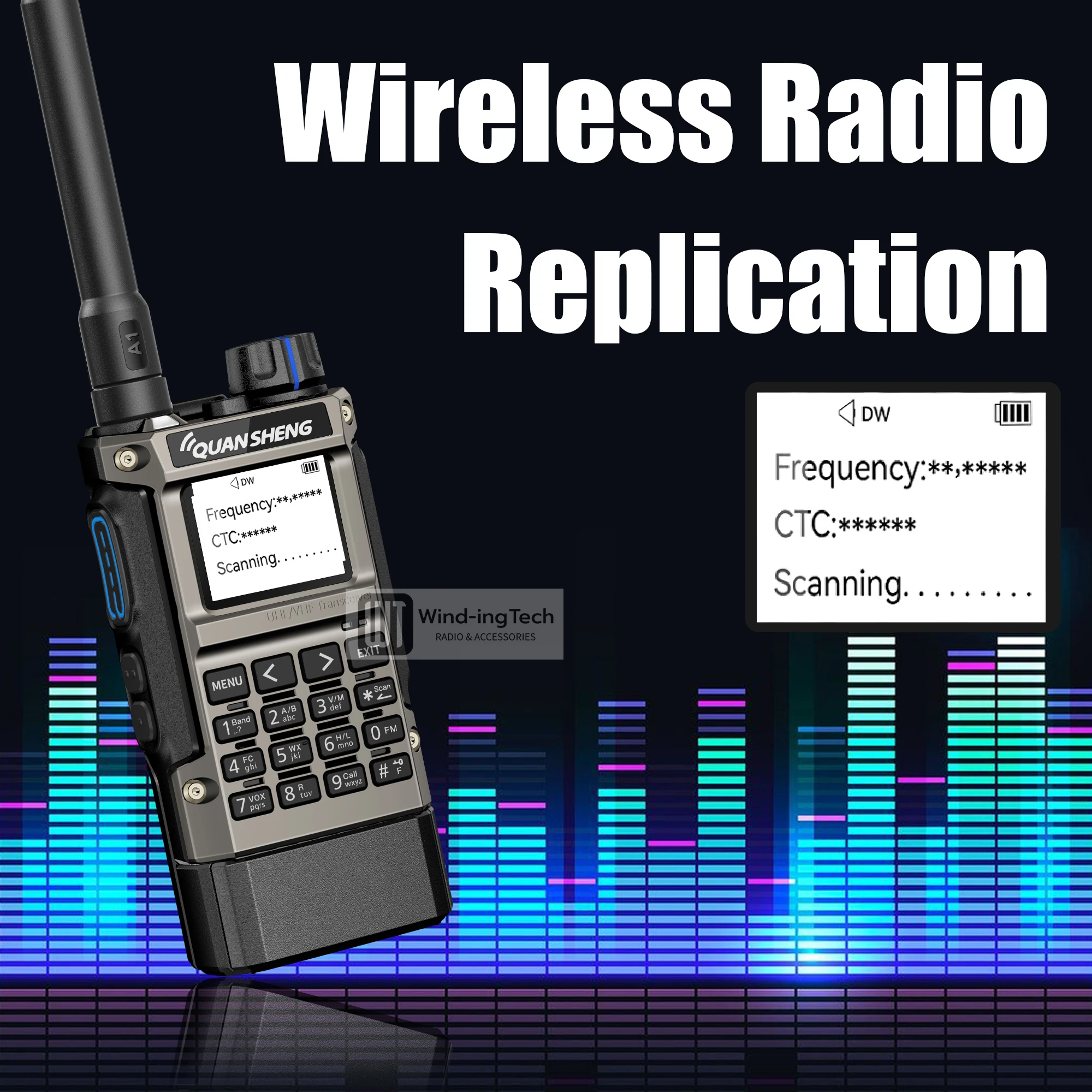 Quansheng UV-K1(8) جهاز اتصال لاسلكي صغير 2 ميجابايت فلاش 50-600 ميجا هرتز تردد نسخ لاسلكي AM FM Type-C 5 كجم طويل المدى هام اتجاهين راديو