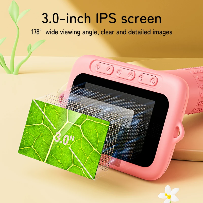 مجهر رقمي للأطفال 3.0 بوصة 1080P كاميرا 2 ميجابكسل مجهر محمول مع 8 أضواء Led لهدايا الأولاد والبنات