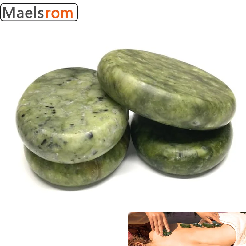 4PCS Hot Massage Stones Set  Rocks Natural Green Jade Heated Warmer Stone For Spa Warming Therapy Pain Relief Relaxing