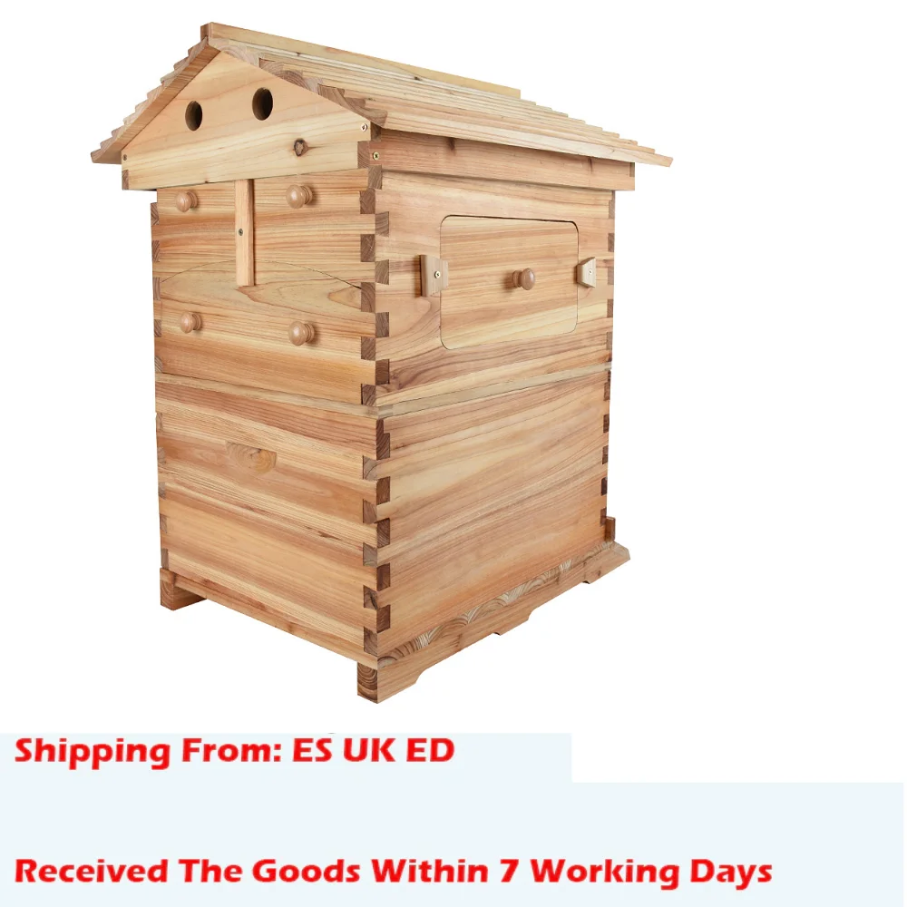 Automatic Wooden Bee Hive House with 7 Nest  Wooden Bees Box Beekeeping Equipment Beekeeper Tool for Bee Hive Supply 66*43*26cm