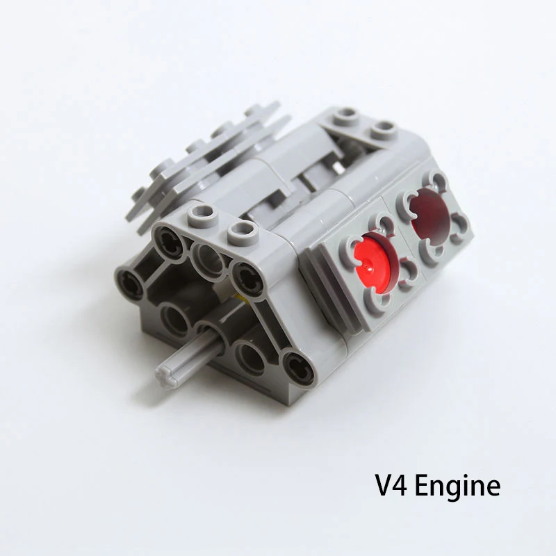 Bloques de construcción MOC, ladrillos de alta tecnología, motor V4, potencia de motor de 4 cilindros, juegos de piezas PF, coche de carreras modificado, Compatible con LEGO