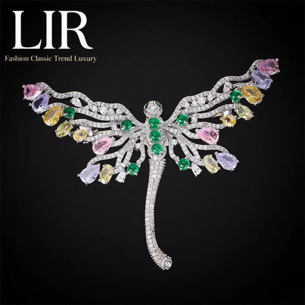

LIR Euro-American Vintage Brooch: AAA Zircon, Heavy-Craft Butterfly, Sparkly Colored Gems, Women's, Anti-Slip