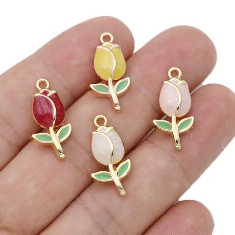 10 पीस गोल्ड प्लेटेड इनेमल गुलाब के फूल का आकर्षक पेंडेंट, आभूषण बनाने के लिए, ब्रेसलेट, नेकलेस, DIY इयररिंग, एक्सेसरीज़, क्राफ्ट फाइंडिंग्स 10 best sales गुलाब के आकर्षण - №8