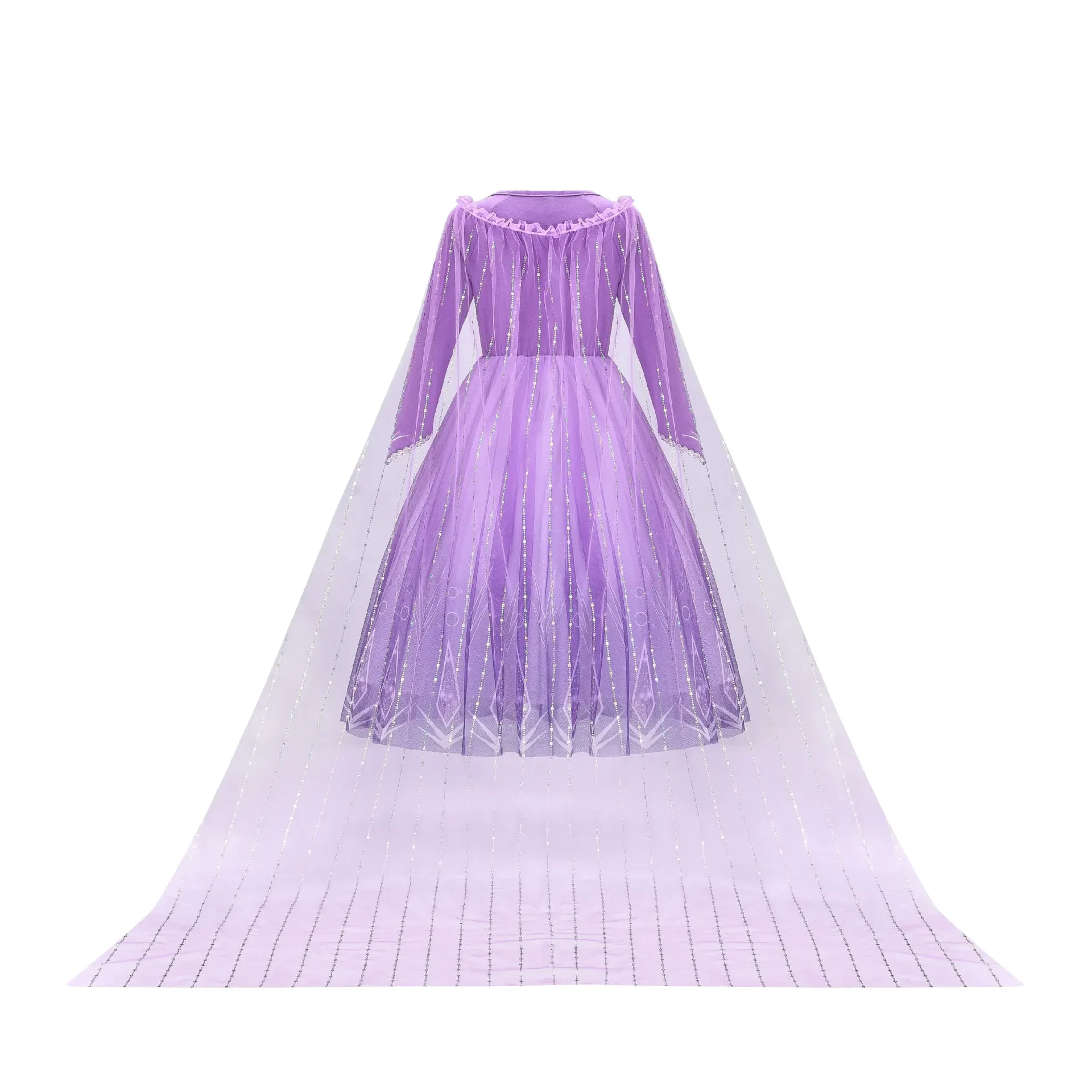 Elsa Dress for Girls Purple Sequin Mesh Birthday Halloween Party Kids Princess Costume Cosplay Snow Queen Clothes Gowns