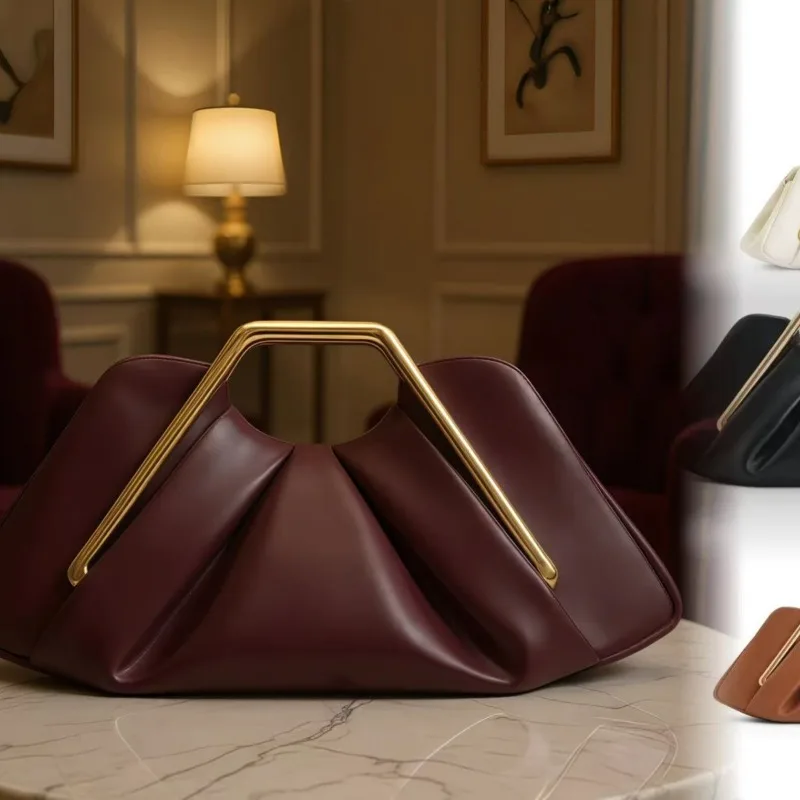 Cross-border New Soft Leather Cloud Bag Niche Pleated Luxury Dinner  Versatile Women Underarm Shoulder Crossbody Daily Handbag