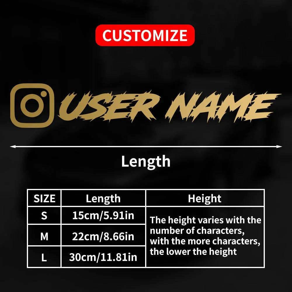 1PC aangepaste autosticker Instagram coole lettertypen waterdicht doe-het-zelf voertuigraam motorfiets fiets scooter helm duurzame vinylstickers