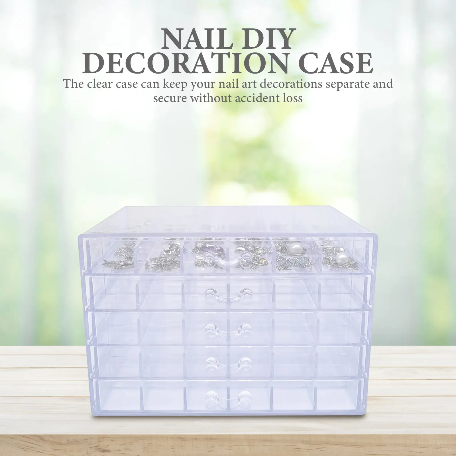Nail Art Storage Box Clear Drawer Container Jewelry Accessories ganizer Case Grids Earrings Necklace Rhinestone Diamond