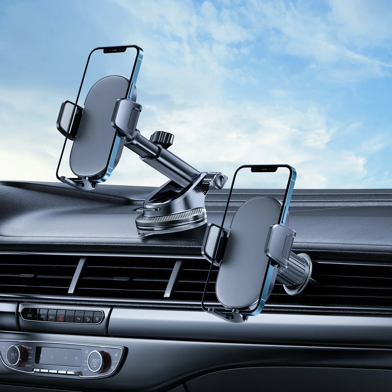 

Car Phone Holder Mount Stand Big Suction Cup 360°Rotatable Dashboard/Windshield/Air Vent Bracket Universal Cell Phone Holder for