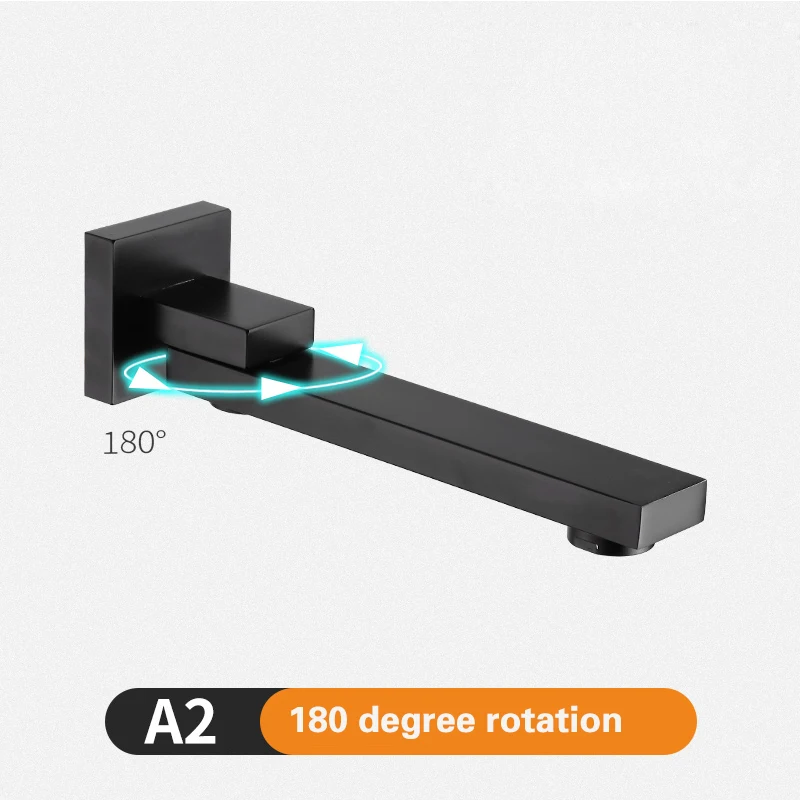 Becola Spout Chrome Finish Brass Spout Bibcocks 180 Degree Rotation Wall Mounted Bathroom Tub Spout Square Wholesale and Retail