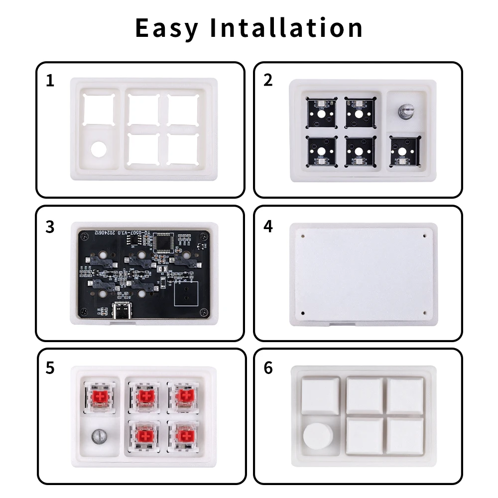 5 teclas de impressão 3D modelo criativo módulo de componentes de teclado macro personalizado componente DIY