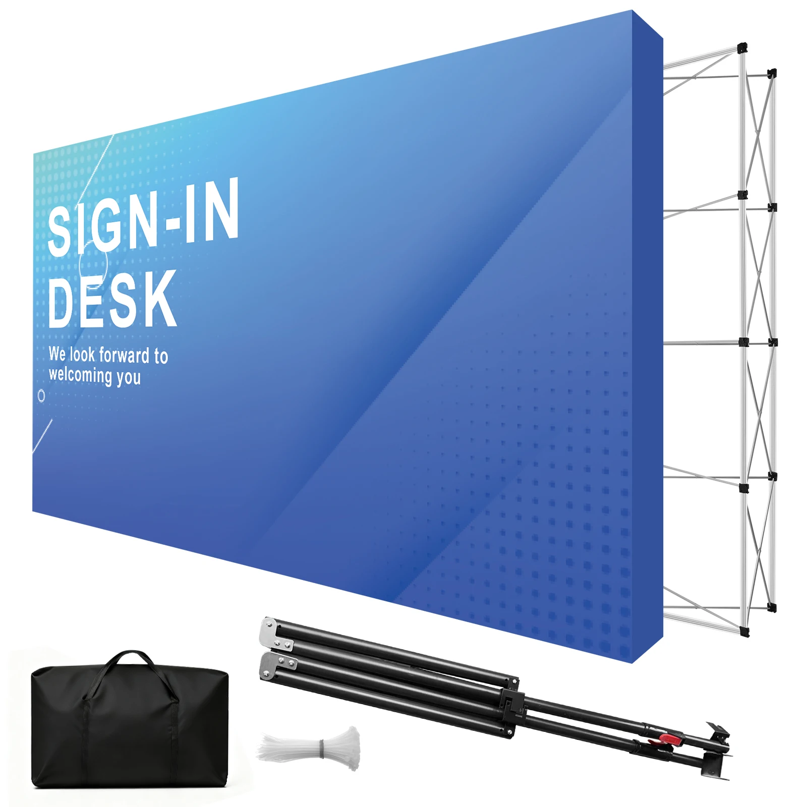 

10x10/10x15/10x17 FT Portable Pop Up Display Stand with Carrying Bag Tension Backdrop Booth Frame for Exhibition Wedding Event