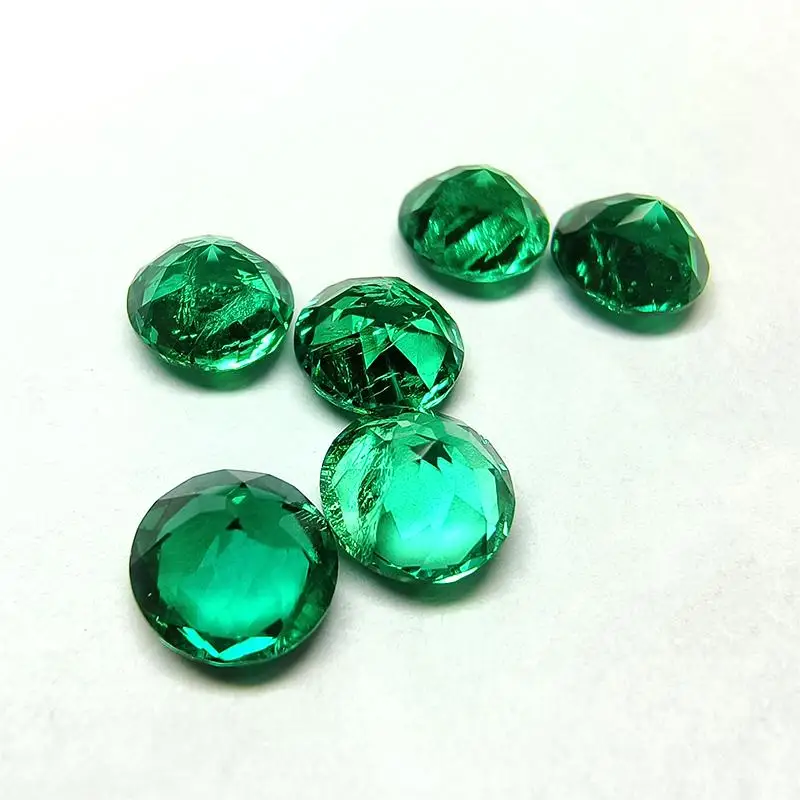 Selectable AGL Certificate Top Lab Grown Columbia Emerald Hand Cut Round Shape Gemstone for Jewel Making