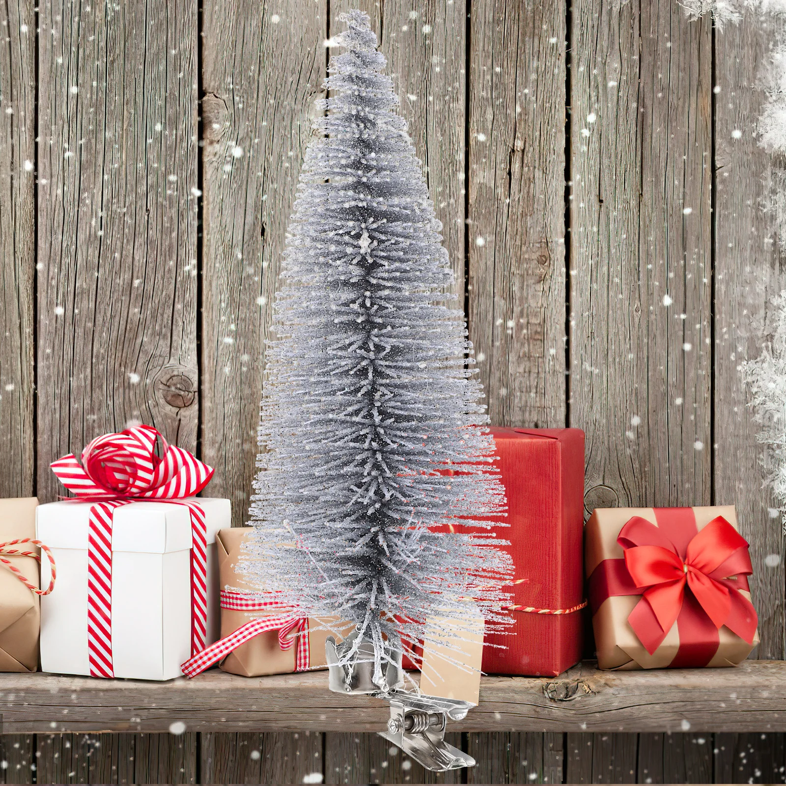 

3pcs Glitter Mini Xmas Decor Christmas Tree Decoration Pvc Metal Small Tree Festival Scene Holiday Cheer Desktop Home