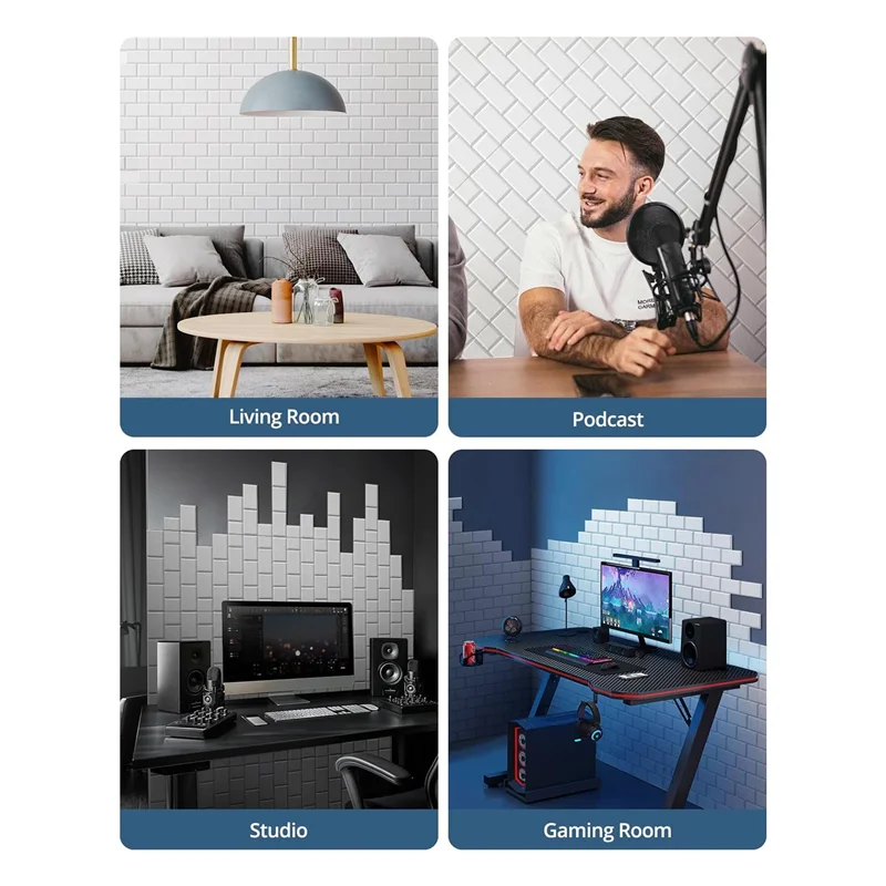 

YHOLI-12 Pack Soundproof Wall Panels Acoustic Panels 16X12'x0.4Inch Self-Adhesive Sound Panels