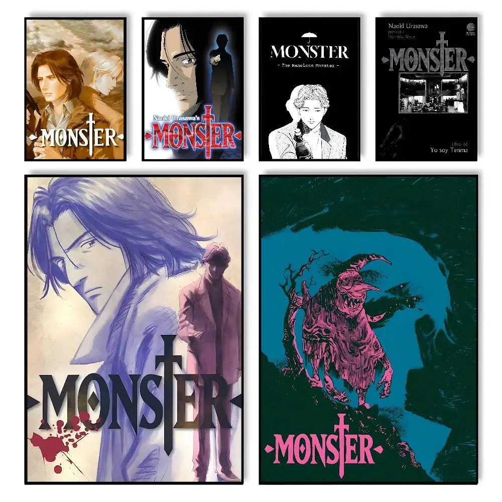 Póster de Anime N-Naoki Urasawa S Monster, pared adhesiva impermeable para el hogar, sala de estar, dormitorio, bar, decoración estética