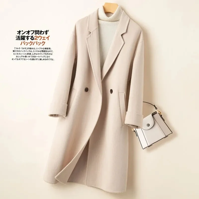 

Классическое двубортное шерстяное пальто средней длины, женское стильное осенне-зимнее новое поступление с рисунком дракона и феникса