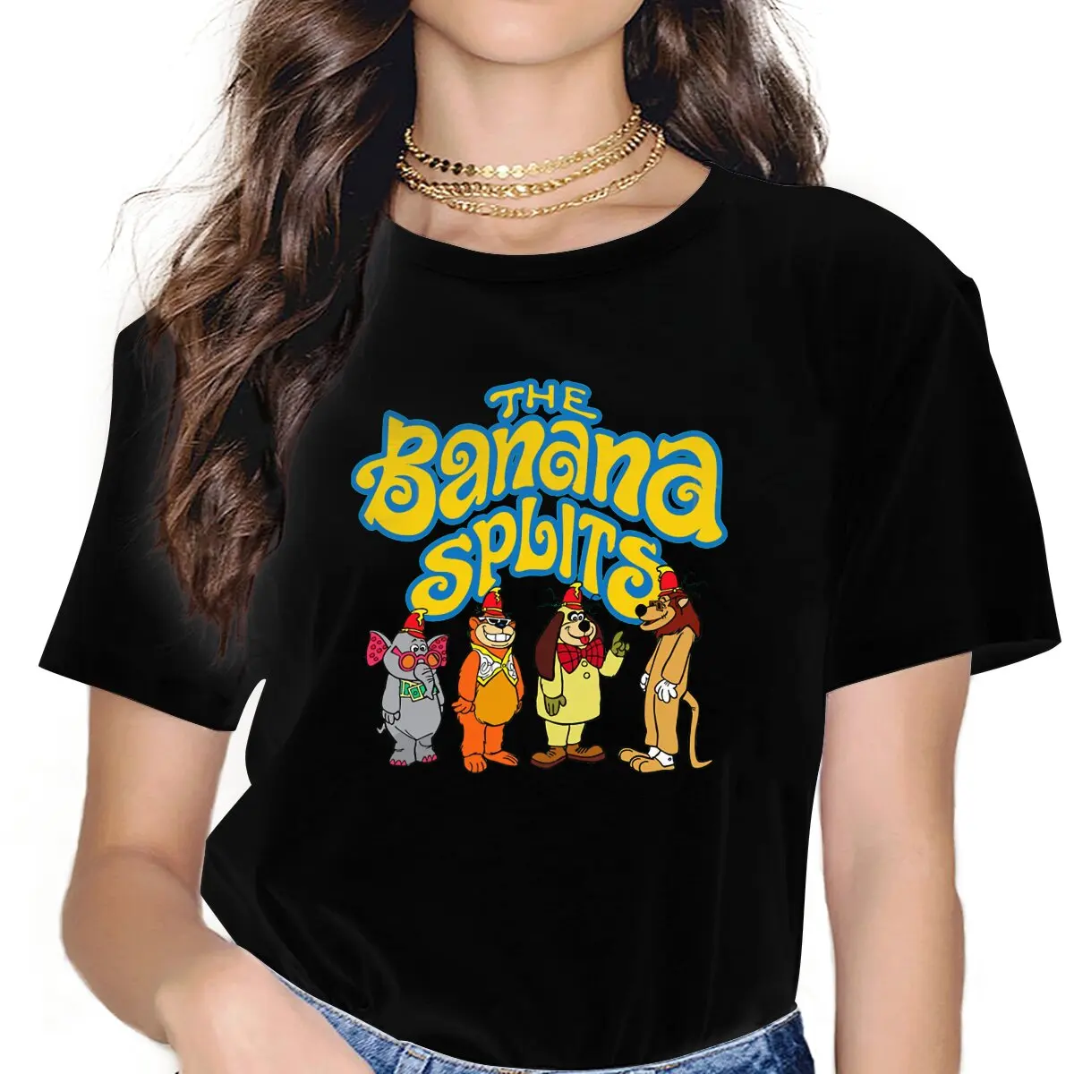 Leisure Bingo T-Shirts Women Crew Neck T Shirt The Banana Splits Cartoon Short Sleeve Tees Original Clothing