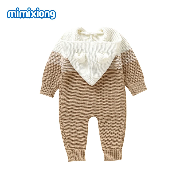 Baby Rompers Knit Winter Newborn Boys Girls Jumpsuits Playsuits Autumn Hooded Long Sleeve Infant Unisex Overalls Toddler Clothes