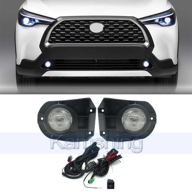 

Kamshing 1 пара противотуманных фар переднего бампера для Toyota Corolla Cross 2020-2022, сигнальная лампа дальнего света, противотуманная фара, противотуманная фара