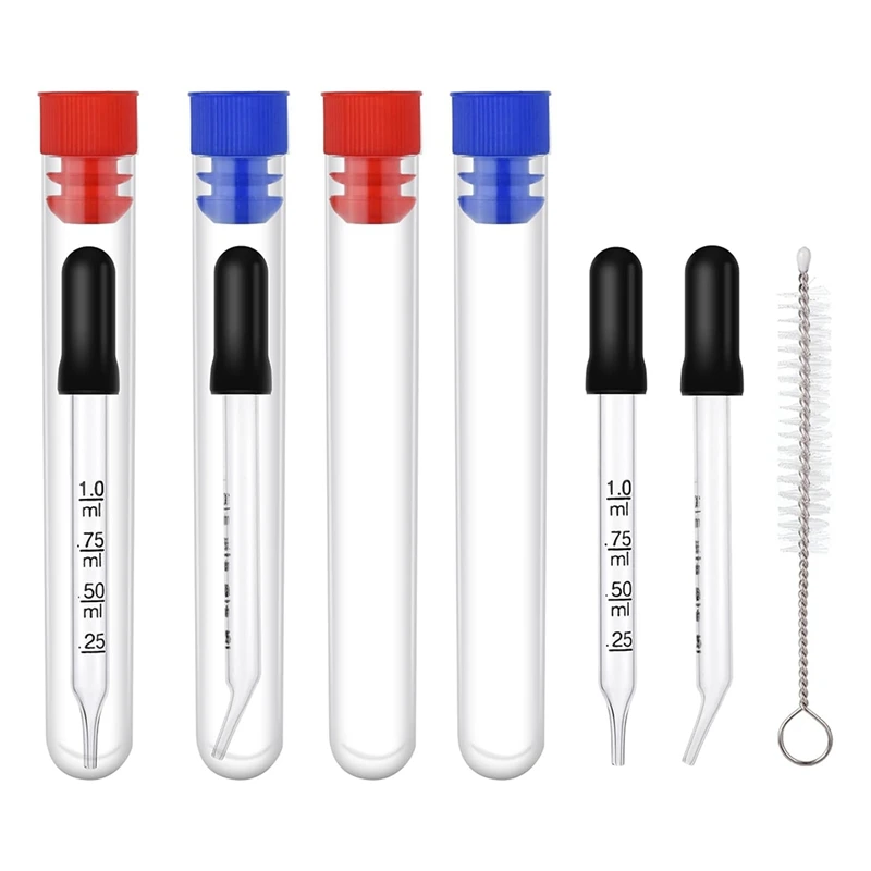 4PCS 1Ml Dropper, Eye Dropper Glass With Measurements Bent & Straight Tip, Calibrated Pipettes Dropper For Essential Durable