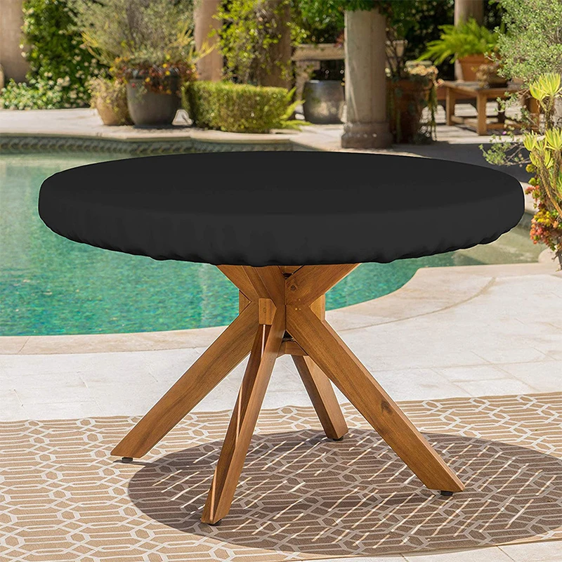 Round Table Rain Cover Outdoor Garden Furniture Waterproof Sun-Proof Protection Garden Patio Rain Covers Oxford Fabric Lining