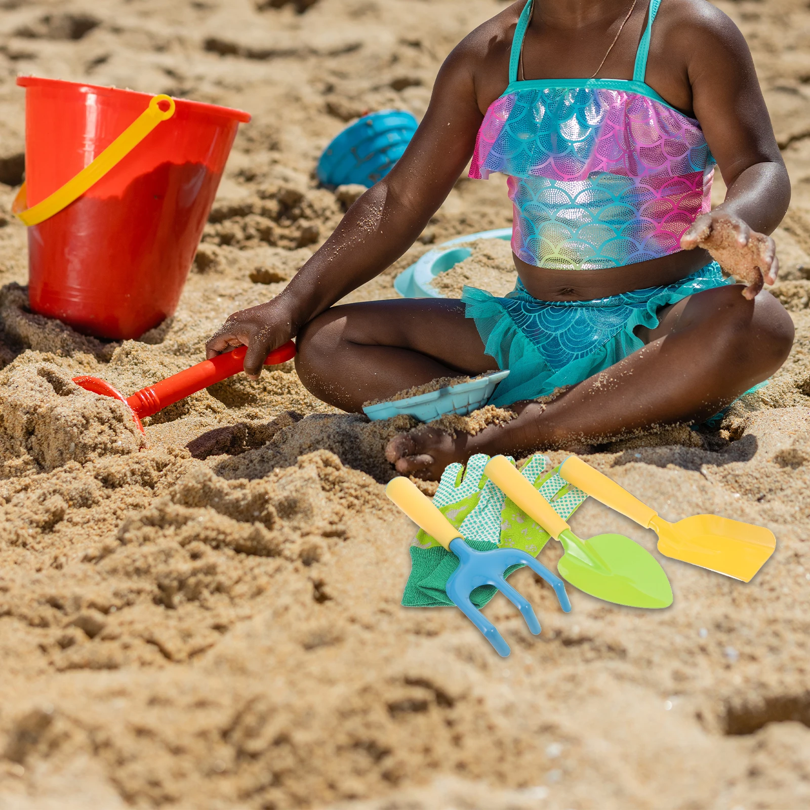 

1 set Children Gardening Tools Set Durable Shovels for Digging Planting Soil Tool Kit Kids Vegetable Growing Toys Cotton Gloves