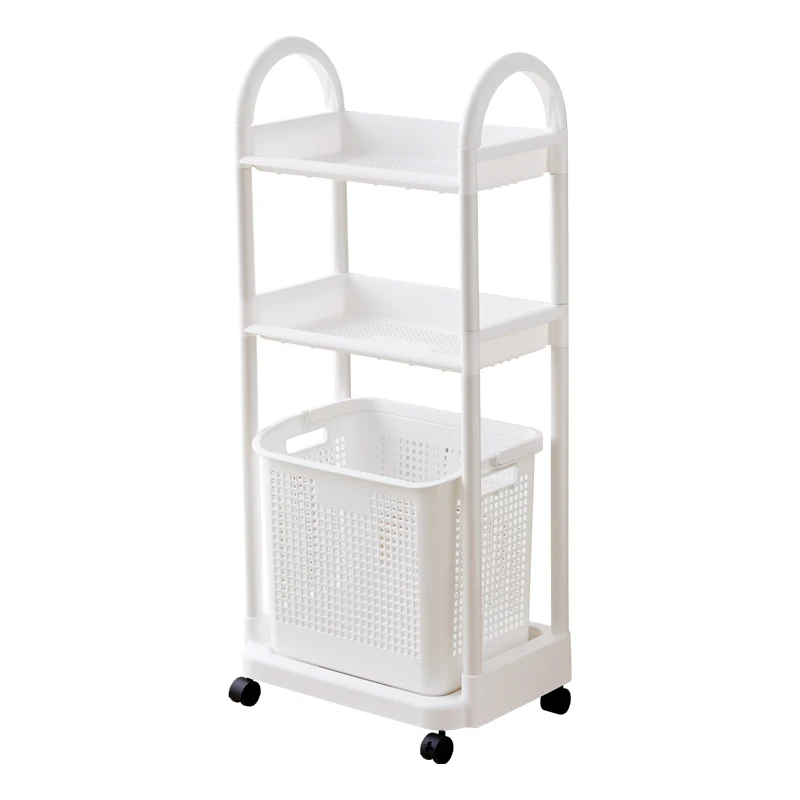 Large Plastic Laundry Storage Basket with Wheels, Dirty Clothes Organizer