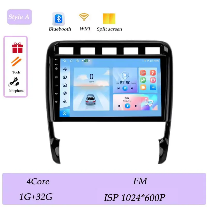 CarPlay voor Porsche Cayenne I 1 9PA 2002-2010 Autoradio Multimedia Speler GPS Navigatie Bluetooth 4G DSP Stereo QLED Scherm