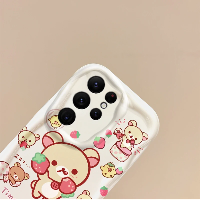 Hot Cartoon Rilakkuma Phone Case For Samsung Galaxy A50 A36 A35 A34 A33 A32 A24 A23 A22 A16 A12 A06 M55 M35 M14 Shockproof Cover