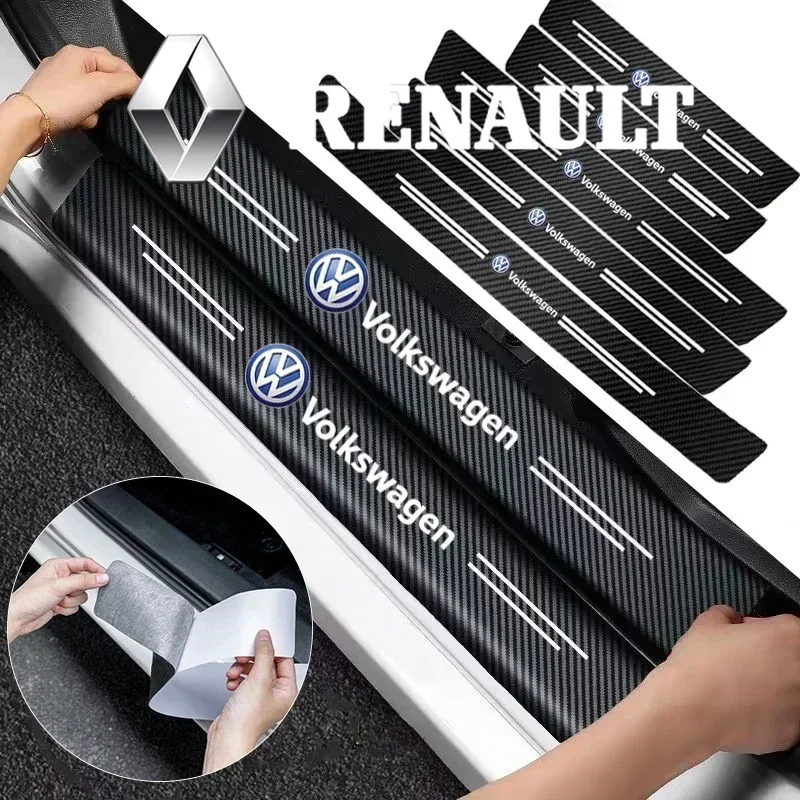 

1/4/5Pcs Car Door Sill Scuff Plate Decor Carbon Fiber Stickers For Volkswagen VW Golf Polo Passat Tiguan Touareg Magotan Touran