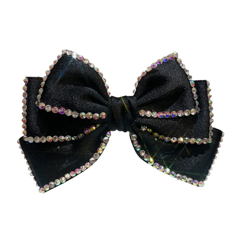 

Korean Glittering Rhinestone Bows Hair Clip for Women, Fashion Houndstooth Hairpin Headpiece Accessories