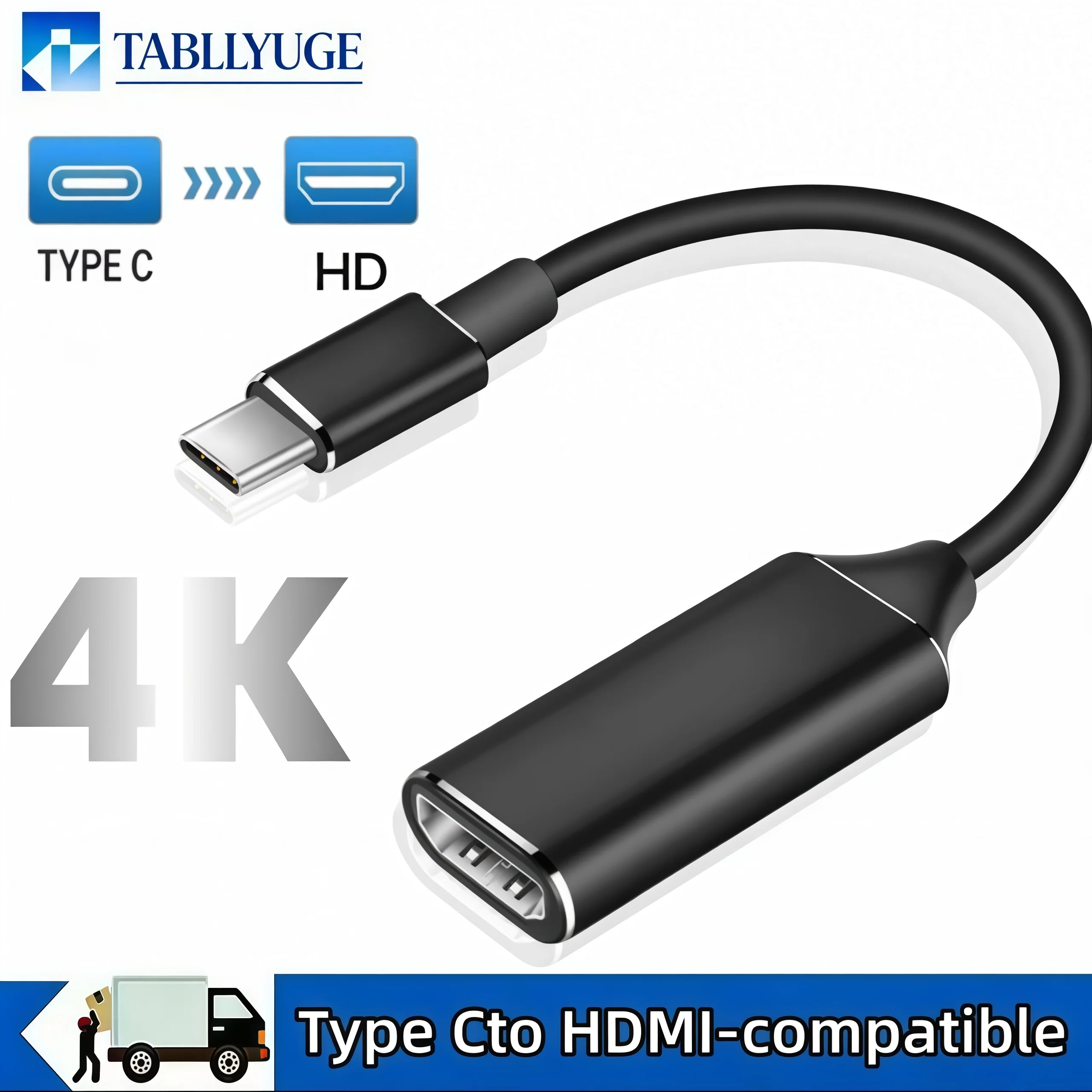 4K 30Hz Type C to HDMI-Compatible Adapter Converter USB C to HDMI ForMacBook Pro Air iPad Pro Samsung Galaxy S10/S9 USB-C HDMI