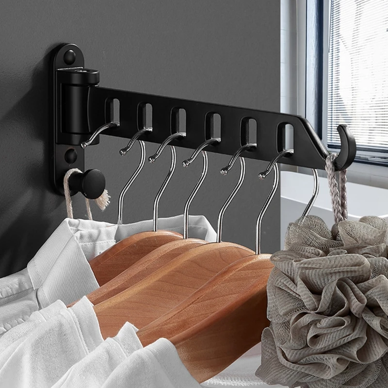Wall Mounted Laundry Hanger Dryer Rack Folding Clothes Hanger Metal Storage Rack for Home Dormitory Balcony Heavy Duty Dropship