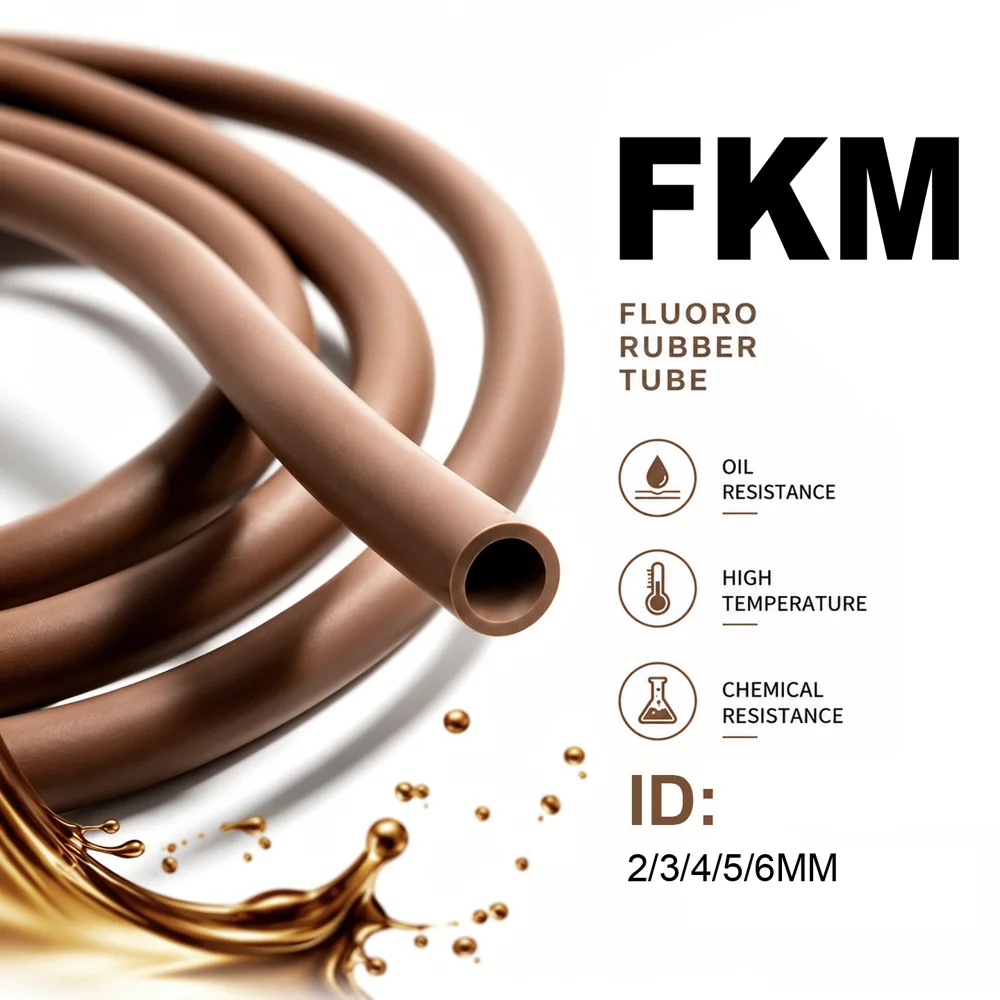 

5M/2M/1M Brown FKM tube ID2~6mm resistant tohigh temperatureacid alkali&ging Wear resistant and tear resistant