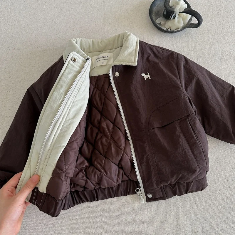 Dicke warme Winterjacke für Kinder, Jungen und Mädchen, Cartoon-Baseballjacke, Herbst-Outwear, Sportliche Freizeitkleidung, Neu – Detail 2