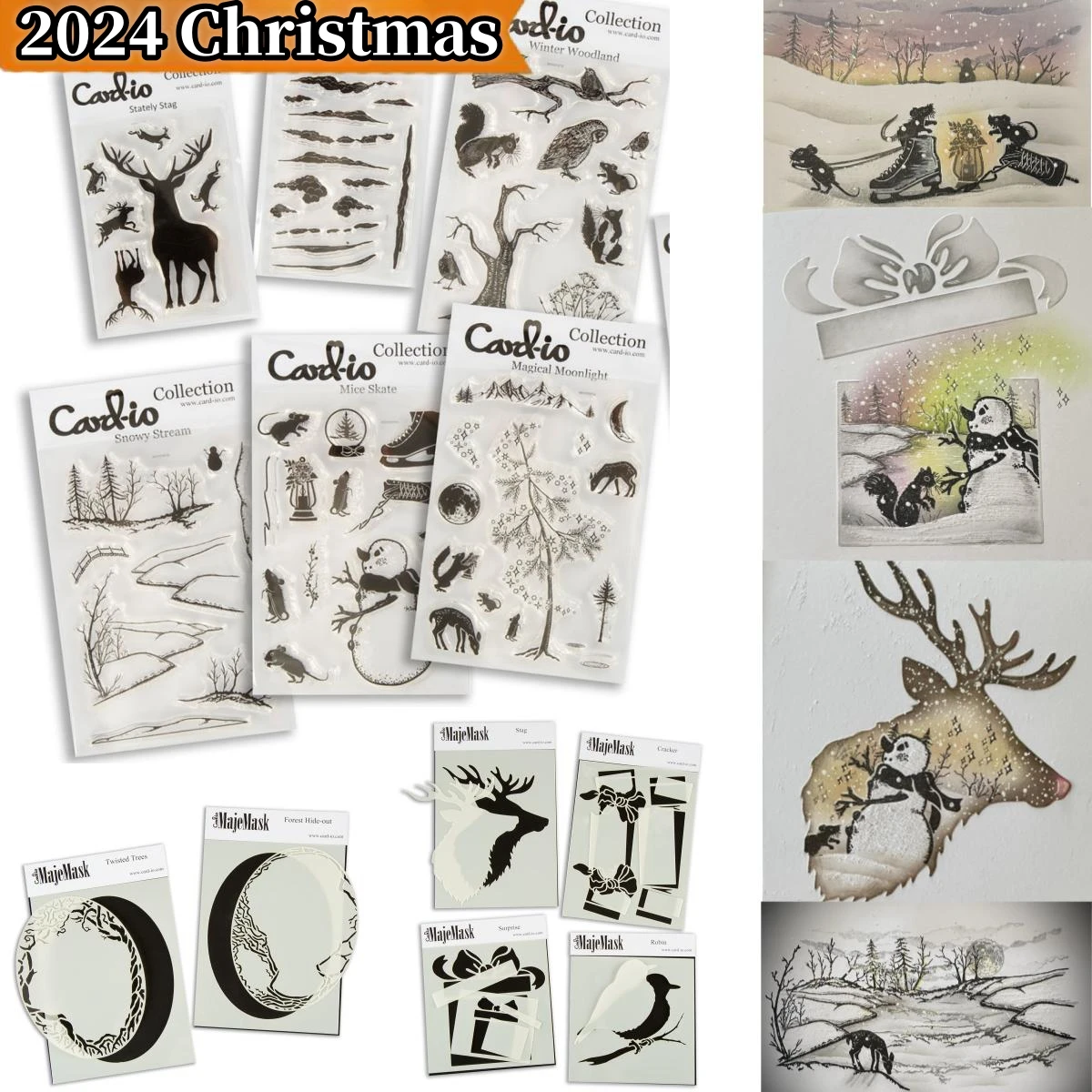 2024 Christmas Snowman Woodland Stag Moonlight Clear Stamps Stencil Die for DIY Scrapbook Handcraft Paper Gift Card Winter New