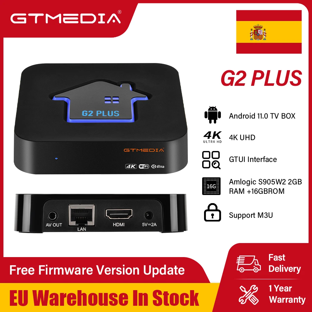 GTMEDIA G2 PLUS Smart TV Box Android 11 Amlogic S905W2 2GBRAM+16GBROM 4K Utrla HD 3D Video Media Player Set Top Box Support M3U