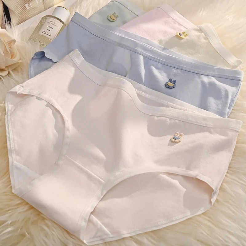 

5Pcs Girls Panties Mid-rise Cotton Triangle Panties, Soft Skin-friendly Breathable Elastic Solid Color Kids Briefs