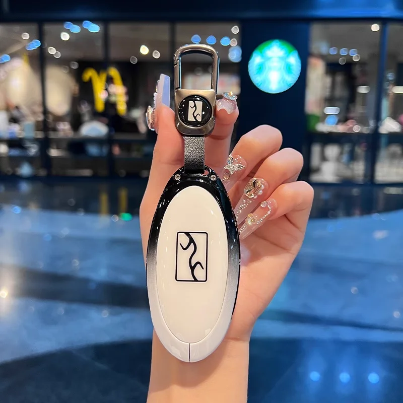 غطاء حافظة مفاتيح من سبائك الزنك الفاخر لـ BYD U8/U9 - حامل غلاف مفتاح فاخر مضاد للخدش مع ملحقات داخلية للسيارة المعدنية