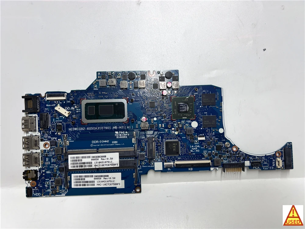 

USED Laptop Motherboard 6050A3107901 FOR HP 14S-CR WITH SRGKY I5-10210U Fully Tested and Works Perfectly