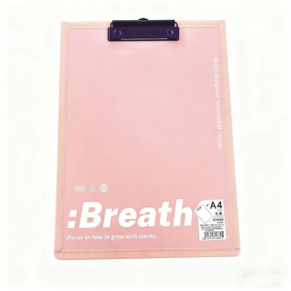 

Smooth Rounded Edge 2-in-1 A4 Folder Durable Waterproof Document Organizer Lightweight with Clip Student Office Stationery