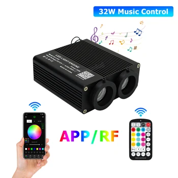 Dwukolorowe światło światłowodowe LED 32W RGBW Podwójna głowica Światłowodowa gwiazda Zestaw oświetlenia sufitowego Bluetooth Aplikacja Dach samochodu Światło gwiaździstego nieba