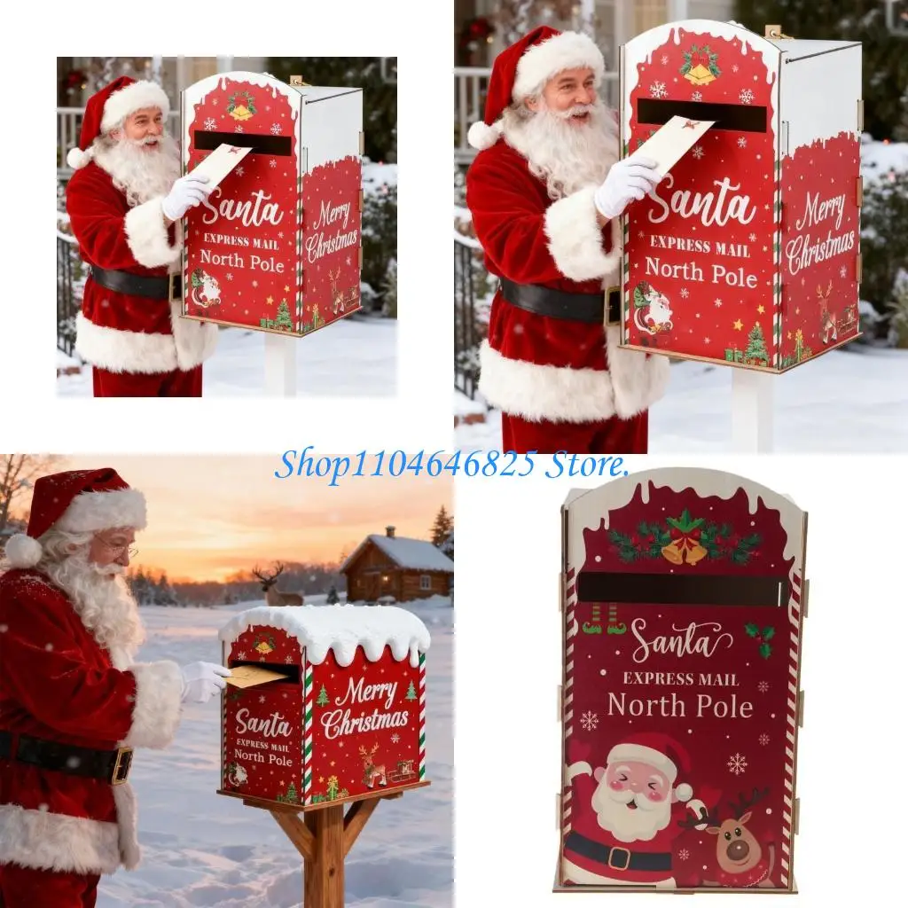 

Рождественский тематический деревянный почтовый ящик для внутреннего и наружного украшения Санта-мотивов