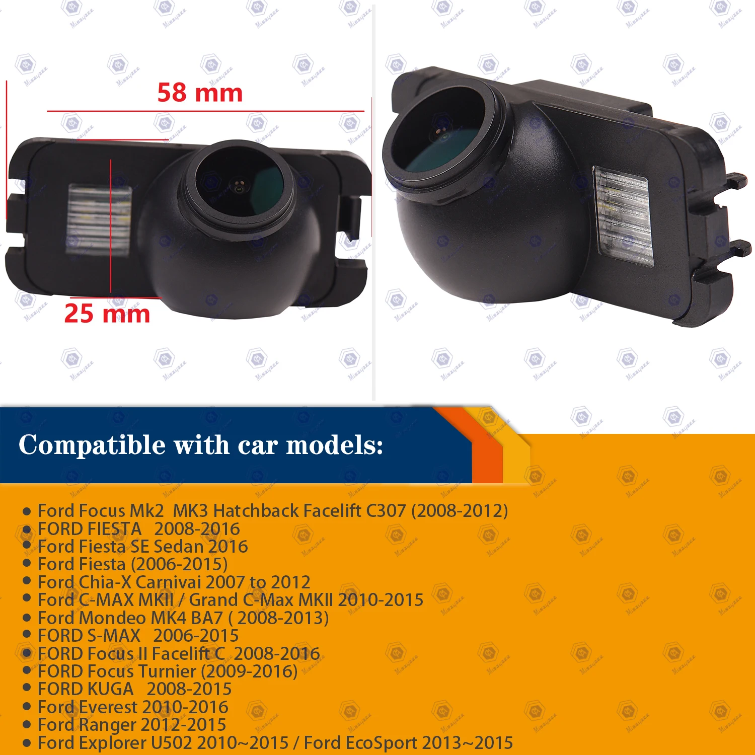 HD 1280*720p Camera for Jaguar XF X250 XJ XK 2007~2015,Misayaee Rear View Night Vison License Plate Light Camera Waterproof